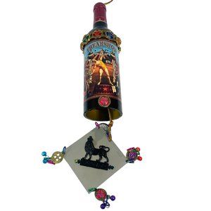 Wine Bottle Wind Chime Jeweled Freakshow Handmade Garden Yard Cabernet Gift